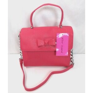 BETSEY JOHNSON DEVIN SHOULDER BAG W/ CHAIN STRAP ~COLOR RED (Actually Dark Pink)